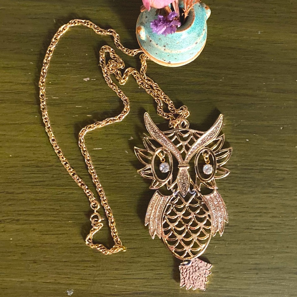 Vintage owl necklace w/ 24” chain